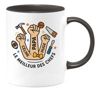 quotedazur - Mug Personnalisé Humour Pour Papa Avec Noms Céline Et Hugo Idée Cadeau Noël Originale Tasse Unique Futur Anniversaire Fête Des Pères Annonce Naissance - Noir/Céramique