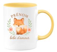quotedazur - Mug Personnalisé Humour Prénom Bébé D'Amour Tasse Tendre Et Affectueuse Pour Cadeau Original Idéale Nouveau- Né Ou Anniversaire - Jaune/Céramique