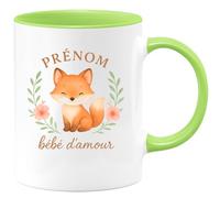 quotedazur - Mug Personnalisé Humour Prénom Bébé D'Amour Tasse Tendre Et Affectueuse Pour Cadeau Original Idéale Nouveau- Né Ou Anniversaire - Vert/Céramique