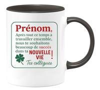quotedazur - Mug Personnalisé Humour Prénom, Bravo Pour Ta Nouvelle Vie, Beaucoup De Succès La Part Tes Collègues Cadeau Noël Original Tasse Réussite - Noir/Céramique