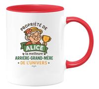 quotedazur - Mug Personnalisé Humour Propriété De Alice, Meilleure Arrière- Grand-Mère L'Univers Idée Cadeau Originale Tasse Idéale Pour Noël Attentionnée - Rouge/Céramique