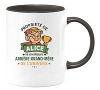 quotedazur - Mug Personnalisé Humour Propriété De Alice, Meilleure Arrière- Grand-Mère L'Univers Idée Cadeau Originale Tasse Idéale Pour Noël Attentionnée - Noir/Céramique