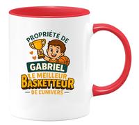 quotedazur - Mug Personnalisé Humour Propriété De Gabriel, Meilleur Basketteur L'Univers, Tasse Unique Cadeau Original Pour Noël Passionné - Rouge/Céramique