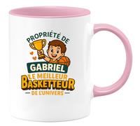 quotedazur - Mug Personnalisé Humour Propriété De Gabriel, Meilleur Basketteur L'Univers, Tasse Unique Cadeau Original Pour Noël Passionné - Rose/Céramique