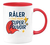 quotedazur - Mug Personnalisé Humour Râler, Mon Super Pouvoir Incontestable Au Quotidien Idée Cadeau Originale Tasse Humoristique Pour Femmes Grincheuses - Rouge/Céramique