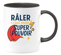 quotedazur - Mug Personnalisé Humour Râler, Mon Super Pouvoir Incontestable Au Quotidien Idée Cadeau Originale Tasse Humoristique Pour Femmes Grincheuses - Noir/Céramique
