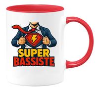 quotedazur - Mug Personnalisé Humour Super Bassiste, Cadeau Parfait Pour Noël Passionnés De Basse Original Musicien, Tasse Idéale Amateurs Électrique - Rouge/Céramique