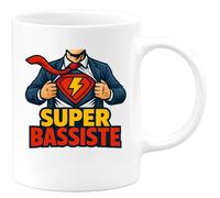 quotedazur - Mug Personnalisé Humour Super Bassiste, Cadeau Parfait Pour Passionnés De Basse Original Musicien, Tasse Idéale Amateurs Électrique - Blanc/Céramique