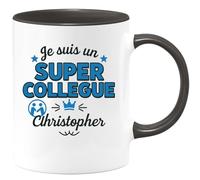 quotedazur - Mug Personnalisé Humour Super Collègue Christopher Et Original Cadeau Parfait Pour Noël Tasse Originale - Noir/Céramique
