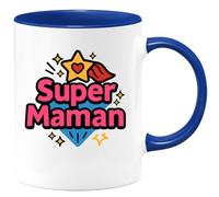 quotedazur - Mug Personnalisé Humour Tasse Cadeau Original Super Maman, Parfaite Pour Célébrer La Fête Des Mères Idée Idéale - Bleu/Céramique