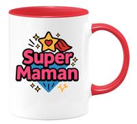 quotedazur - Mug Personnalisé Humour Tasse Cadeau Original Super Maman, Parfaite Pour Célébrer La Fête Des Mères Idée Idéale - Rouge/Céramique