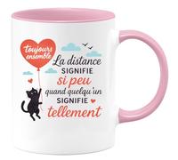 quotedazur - Mug Personnalisé Humour Toujours Ensemble La Distance Compte Peu Quand Quelqu’Un Beaucoup Cadeau Original Idéal Pour Noël Une Tasse D’Amitié Sincère Et Durable - Rose/Céramique