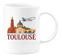 quotedazur - Mug Personnalisé Humour Toulouse Classique Design Épuré Souvenir Ville Rose Cadeau Original Idéal Idée Tasse Pour Amateurs Souvenirs Région - Blanc/Céramique