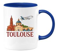 quotedazur - Mug Personnalisé Humour Toulouse Classique Design Épuré Souvenir Ville Rose Cadeau Original Idéal Idée Tasse Pour Amateurs Souvenirs Région - Bleu/Céramique