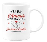 quotedazur - Mug Personnalisé Humour Tu Es L'Amour De Ma Vie, Jérôme Émilie, Un Couple Inséparable Cadeau Original Et Tasse Unique Pour Amoureux - Blanc/Céramique