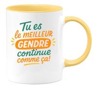 quotedazur - Mug Personnalisé Humour Tu Es Le Meilleur Gendre, Continue Comme Ça, Cadeau Tasse Unique Original Pour Noël - Jaune/Céramique