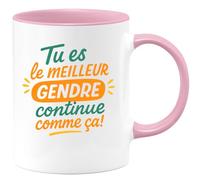 quotedazur - Mug Personnalisé Humour Tu Es Le Meilleur Gendre, Continue Comme Ça, Cadeau Tasse Unique Original Pour Noël - Rose/Céramique