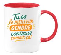 quotedazur - Mug Personnalisé Humour Tu Es Le Meilleur Gendre, Continue Comme Ça, Cadeau Tasse Unique Original Pour Noël - Rouge/Céramique