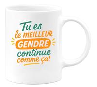 quotedazur - Mug Personnalisé Humour Tu Es Le Meilleur Gendre, Continue Comme Ça, Cadeau Tasse Unique Original Pour Noël - Blanc/Céramique