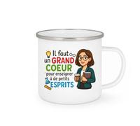 quotedazur - Mug Personnalisé Humour Un Grand Cœur Pour Enseigner À De Petits Esprits Avec Passion Cadeau Original Idéal Noël Tasse Professeur Passionné Amour Éducation Unique - Blanc/Émaillé