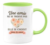 quotedazur - Mug Personnalisé Humour Une Amie Ne Se Trouve Pas, Elle Choisit Avec Le Cœur. Cadeau Parfait Pour Noël Tasse Originale Et Sentimentale - Vert/Céramique