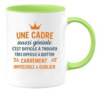 quotedazur - Mug Personnalisé Humour Une Cadre Aussi Géniale, Difficile À Trouver, Quitter, Impossible Oublier Idée Cadeau Original Parfaite Tasse Unique Pour Exceptionnelle - Vert/Céramique