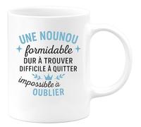 quotedazur - Mug Personnalisé Humour Une Nounou Formidable Dur À Trouver Difficile Quitter Impossible Oublier Le Cadeau Original Idéal Tasse Unique Pour Noël Exceptionnelle - Blanc/Céramique