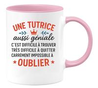 quotedazur - Mug Personnalisé Humour Une Tutrice Géniale, Difficile À Trouver, Quitter Ou Oublier Idée Cadeau Originale Tasse Parfaite Pour Noël Exceptionnelle - Rose/Céramique