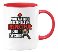quotedazur - Mug Personnalisé Humour Voilà À Quoi Ressemble Un Inspecteur Qui Déchire, Tasse Sympa Cadeau Original Amusante Pour Noël Incroyable - Rouge/Céramique