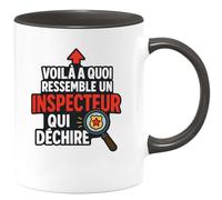 quotedazur - Mug Personnalisé Humour Voilà À Quoi Ressemble Un Inspecteur Qui Déchire, Tasse Sympa Cadeau Original Amusante Pour Noël Incroyable - Noir/Céramique