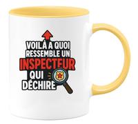 quotedazur - Mug Personnalisé Humour Voilà À Quoi Ressemble Un Inspecteur Qui Déchire, Tasse Sympa Cadeau Original Amusante Pour Noël Incroyable - Jaune/Céramique