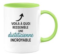 quotedazur - Mug Personnalisé Humour Voilà À Quoi Ressemble Une Diététicienne Incroyable, Un Vrai Cadeau Original Parfait Tasse Pour Femmes Attentionnées - Vert/Céramique