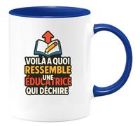 quotedazur - Mug Personnalisé Humour Voilà À Quoi Ressemble Une Éducatrice Qui Déchire Cadeau Femme Original Parfait Tasse Unique Pour Noël Exceptionnelle - Bleu/Céramique