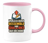 quotedazur - Mug Personnalisé Humour Voilà À Quoi Ressemble Une Éducatrice Qui Déchire Cadeau Original Parfait Tasse Unique Pour Noël Exceptionnelle - Rose/Céramique
