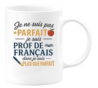 quotedazur - Mug Personnalisé Je Ne Suis Pas Parfait, Prof De Français, Donc Plus- Que- Parfait Cadeau Tasse Pour Noël Profs - Blanc/Céramique