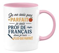 quotedazur - Mug Personnalisé Je Ne Suis Pas Parfait, Prof De Français, Donc Plus- Que- Parfait Cadeau Tasse Pour Noël Profs - Rose/Céramique