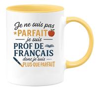 quotedazur - Mug Personnalisé Je Ne Suis Pas Parfait, Prof De Français, Donc Plus- Que- Parfait Cadeau Tasse Pour Noël Profs - Jaune/Céramique