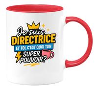 quotedazur - Mug Personnalisé Je Suis Directrice, Et Toi Quel Est Ton Super Pouvoir Cadeau Tasse Pour Noël Femme Leader Direction Forte - Rouge/Céramique