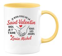 quotedazur - Mug Personnalisé Je T'Aime Chaque Jour, Pas Que Pour La Saint- Valentin Louise Micheal Cadeau Avec Tasse Déclaration D'Amour Au - Jaune/Céramique