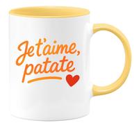 quotedazur - Mug Personnalisé Je T'Aime, Ma Patate Chérie, Un Message Tendre Et Cadeau Pour Noël Femme, Tasse Pleine D'Amour D' - Jaune/Céramique
