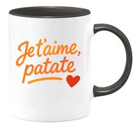 quotedazur - Mug Personnalisé Je T'Aime, Ma Patate Chérie, Un Message Tendre Et Cadeau Pour Noël Femme, Tasse Pleine D'Amour D' - Noir/Céramique