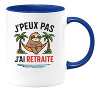 quotedazur - Mug Personnalisé J'Peux Pas, J'Ai Retraite Détente Assurée Pour Cadeau Noël Tasse Retraités Heureux Et Détendus - Bleu/Céramique