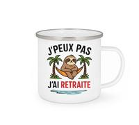 quotedazur - Mug Personnalisé J'Peux Pas, J'Ai Retraite Détente Assurée Pour Cadeau Noël Tasse Retraités Heureux Et Détendus - Blanc/Émaillé