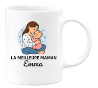 quotedazur - Mug Personnalisé La Meilleure Maman Emma Cadeau Tasse Parfait Pour Noël Et Future Anniversaire Fête Des Mères Annonce Naissance - Blanc/Céramique