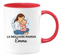 quotedazur - Mug Personnalisé La Meilleure Maman Emma Cadeau Tasse Parfait Pour Noël Et Future Anniversaire Fête Des Mères Annonce Naissance - Rouge/Céramique