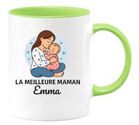 quotedazur - Mug Personnalisé La Meilleure Maman Emma Cadeau Tasse Parfait Pour Noël Et Future Anniversaire Fête Des Mères Annonce Naissance - Vert/Céramique