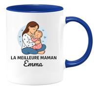 quotedazur - Mug Personnalisé La Meilleure Maman Emma Cadeau Tasse Parfait Pour Noël Et Future Anniversaire Fête Des Mères Annonce Naissance - Bleu/Céramique