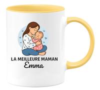 quotedazur - Mug Personnalisé La Meilleure Maman Emma Cadeau Tasse Parfait Pour Noël Et Future Anniversaire Fête Des Mères Annonce Naissance - Jaune/Céramique