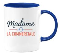 quotedazur - Mug Personnalisé Madame La Commerciale Tasse Et Cadeau Pour Noël Femme - Bleu/Céramique