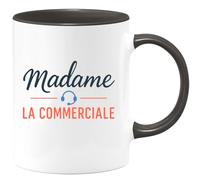 quotedazur - Mug Personnalisé Madame La Commerciale Tasse Et Cadeau Pour Noël Femme - Noir/Céramique